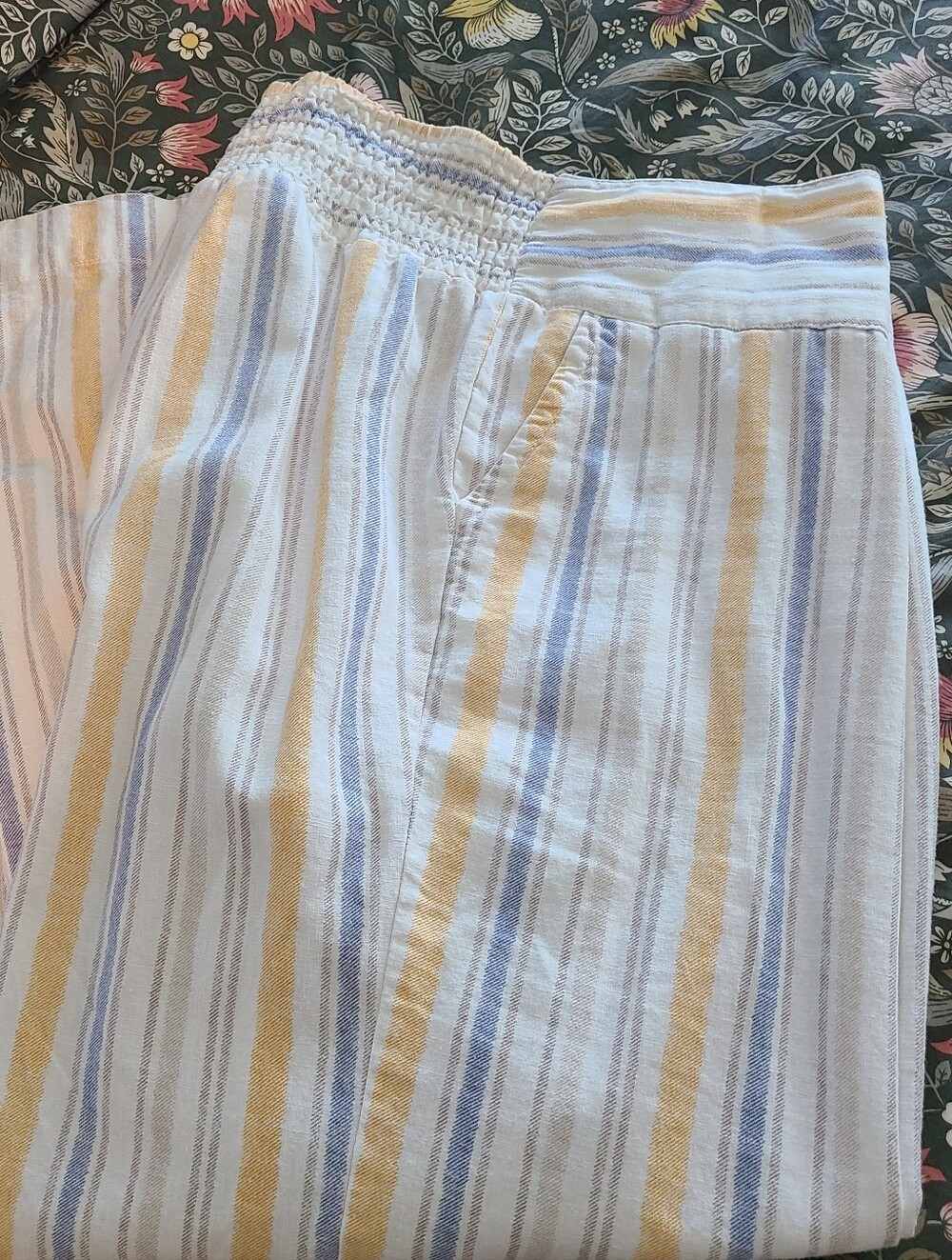 Wide leg linen-blend bohemian pants